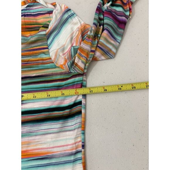 Peck And Peck Striped Rainbow Blouse Made In USA Soft Stretchy Long Sleeve - Picture 8 of 9